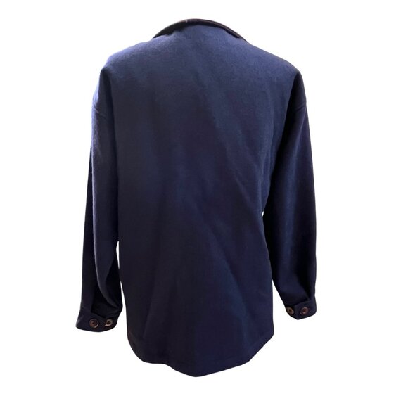 Vtg The Equestrian Jacket Womens Wool Leather Navy Barn Chore Coat Moth Holes XS - Picture 3 of 12